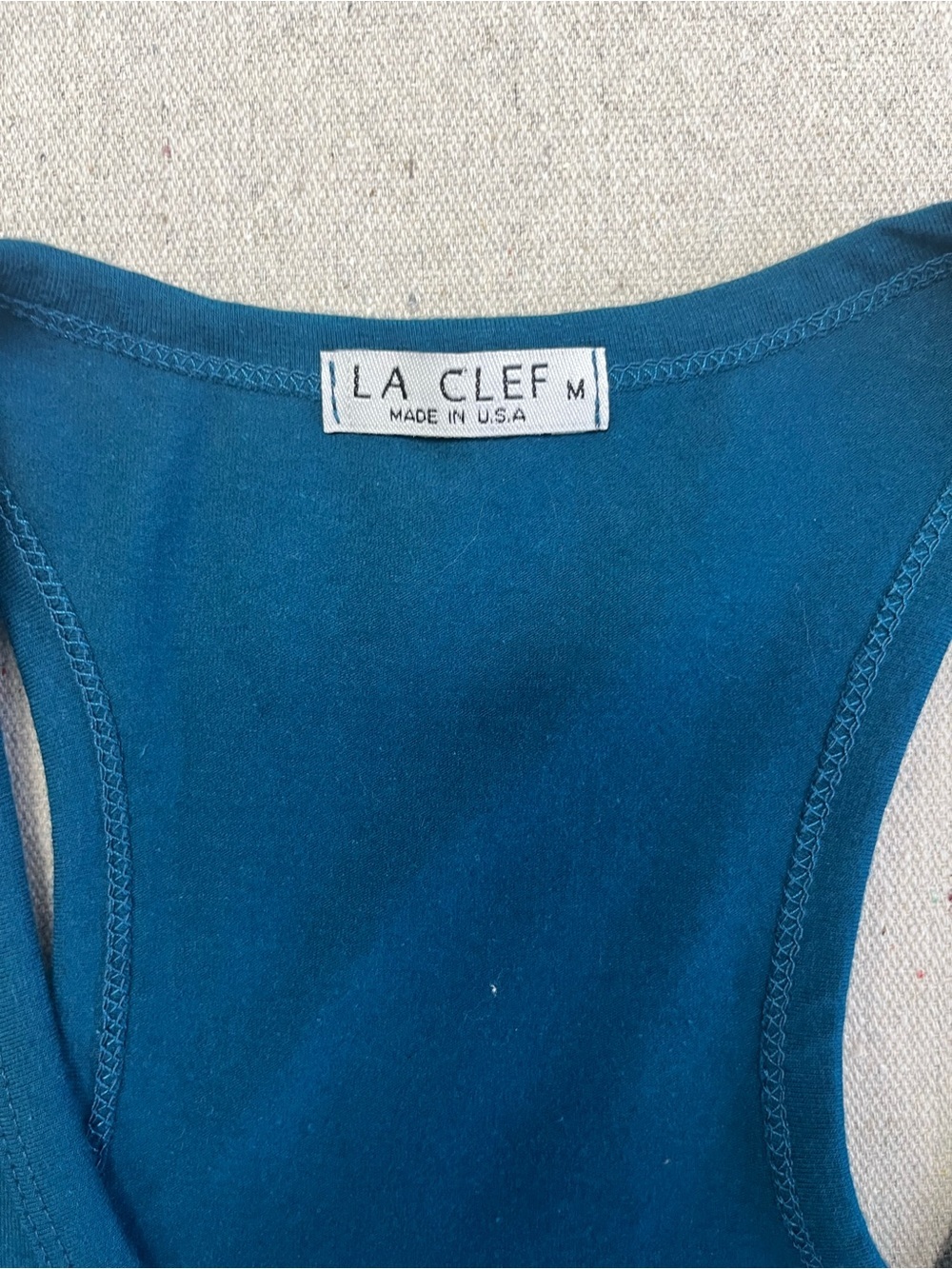 LA CLEF Teal Racerback Midi Dress Medium Bodycon Stretch USA - Picture 2 of 9